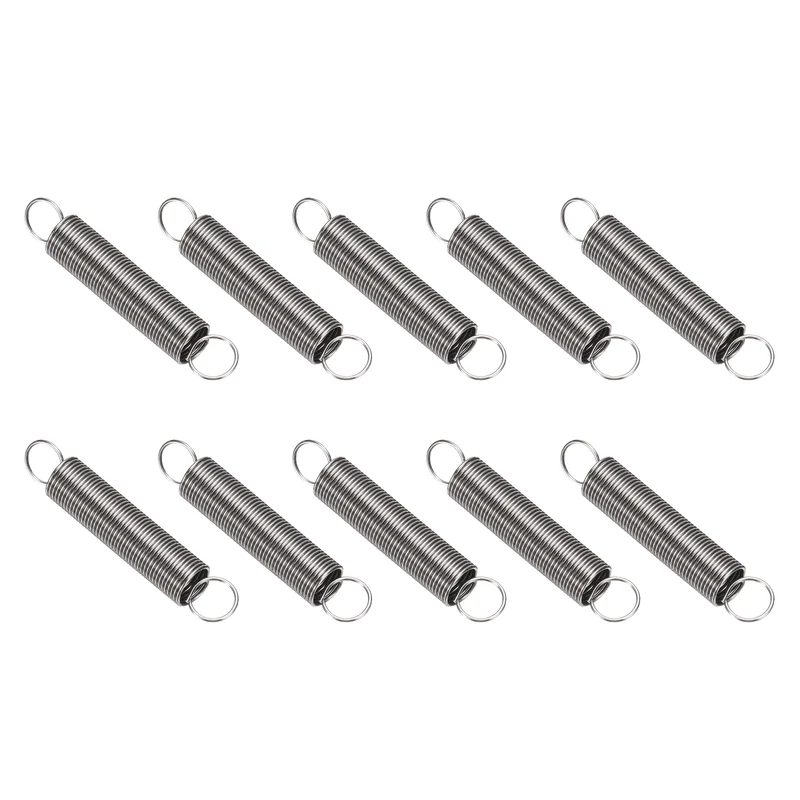 Extension Spring 10pcs Wire Dia 0.02" OD 0.24" Free Length 1.6"