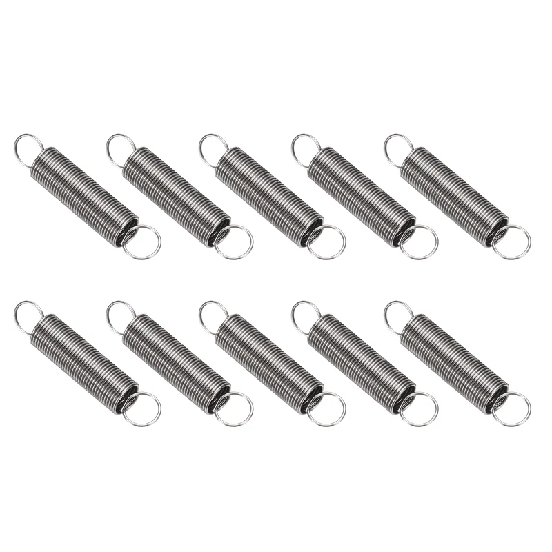Extension Spring 10pcs Wire Dia 0.02" OD 0.24" Free Length 1.2"