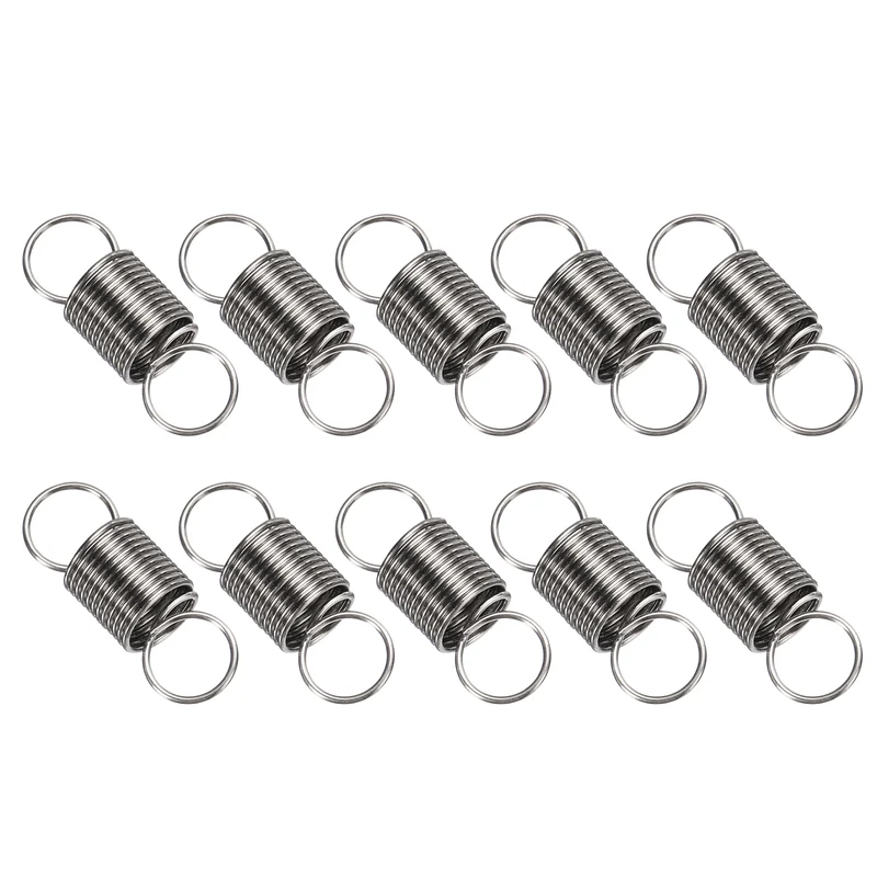 Extension Spring 10pcs Wire Dia 0.02" OD 0.24" Free Length 0.8"