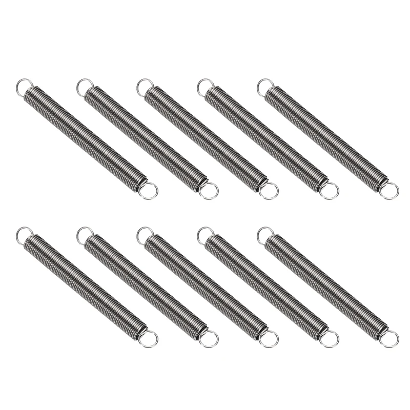Extension Spring 10pcs Wire Dia 0.02" OD 0.2" Free Length 2.2"