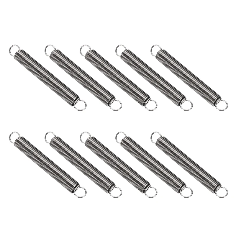 Extension Spring 10pcs Wire Dia 0.02" OD 0.2" Free Length 1.8"