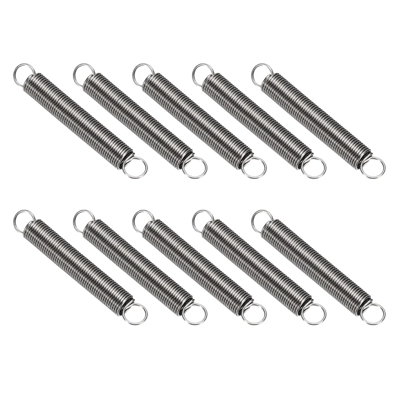 Extension Spring 10pcs Wire Dia 0.02" OD 0.2" Free Length 1.4"