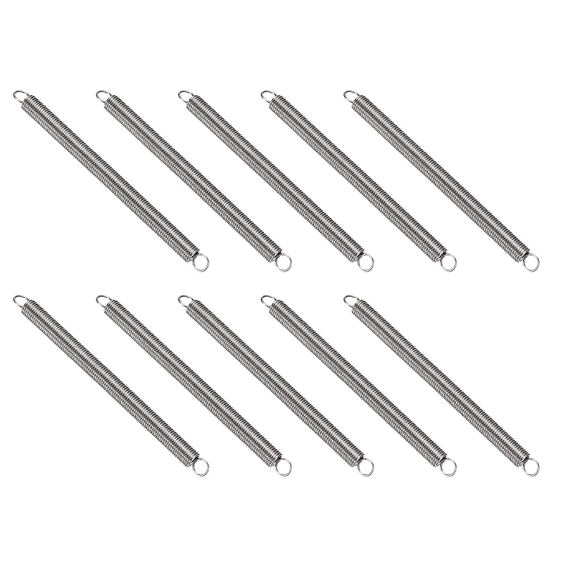 Extension Spring 10pcs Wire Dia 0.02" OD 0.16" Free Length 2.4"