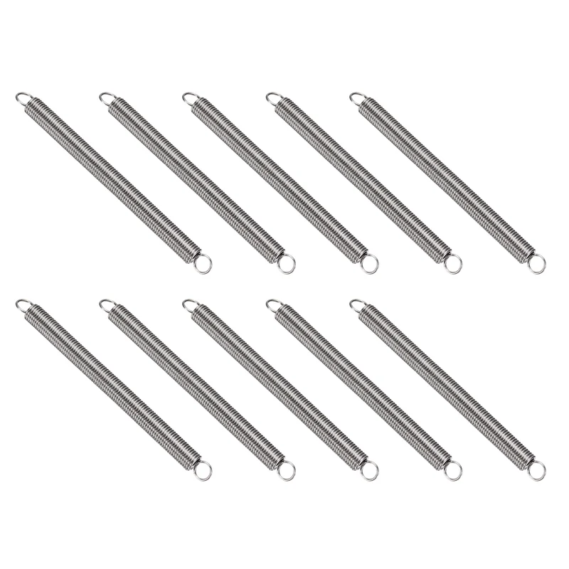 Extension Spring 10pcs Wire Dia 0.02" OD 0.16" Free Length 2.2"