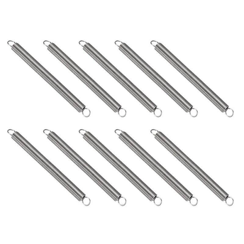 Extension Spring 10pcs Wire Dia 0.02" OD 0.16" Free Length 2"