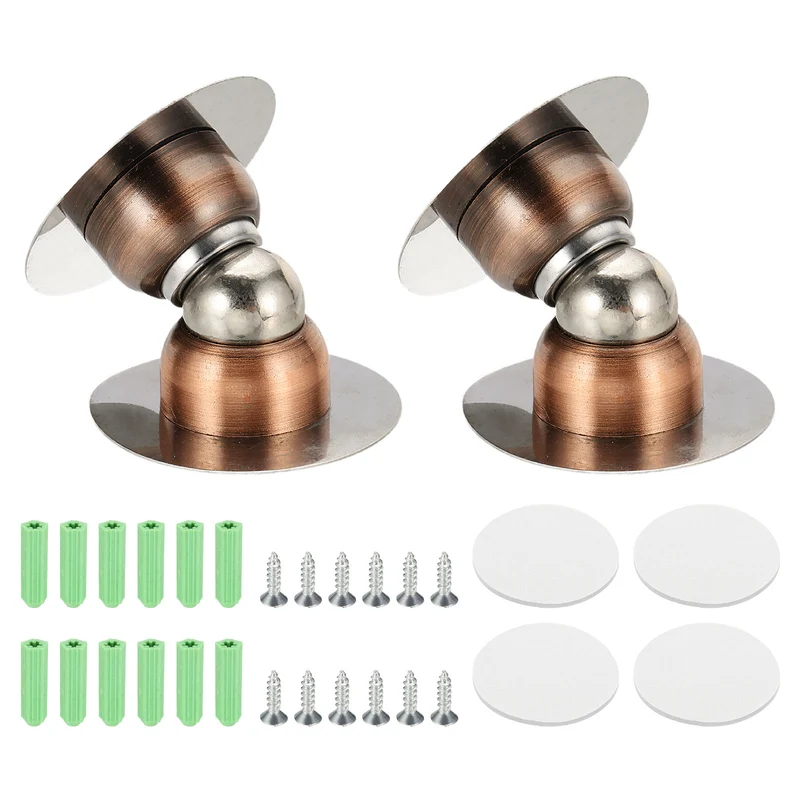 2PCS 1.9" Magnetic Door Stoppers, Wall Floor Mounted Door Catch Holder, Copper