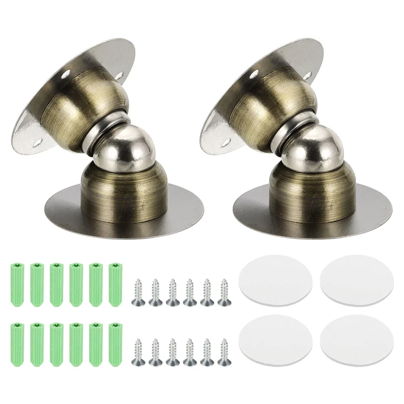 2PCS 1.9" Magnetic Door Stoppers Wall Floor Mounted Door Catch Holder Bronze