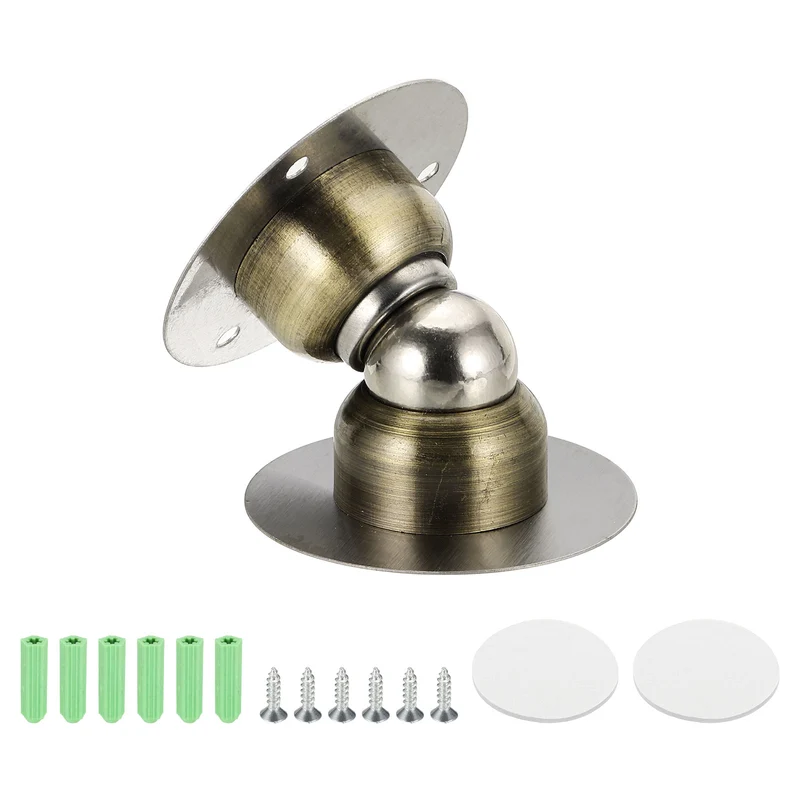 1.9" Magnetic Door Stoppers, Wall Floor Mounted Door Catch Holder, Bronze