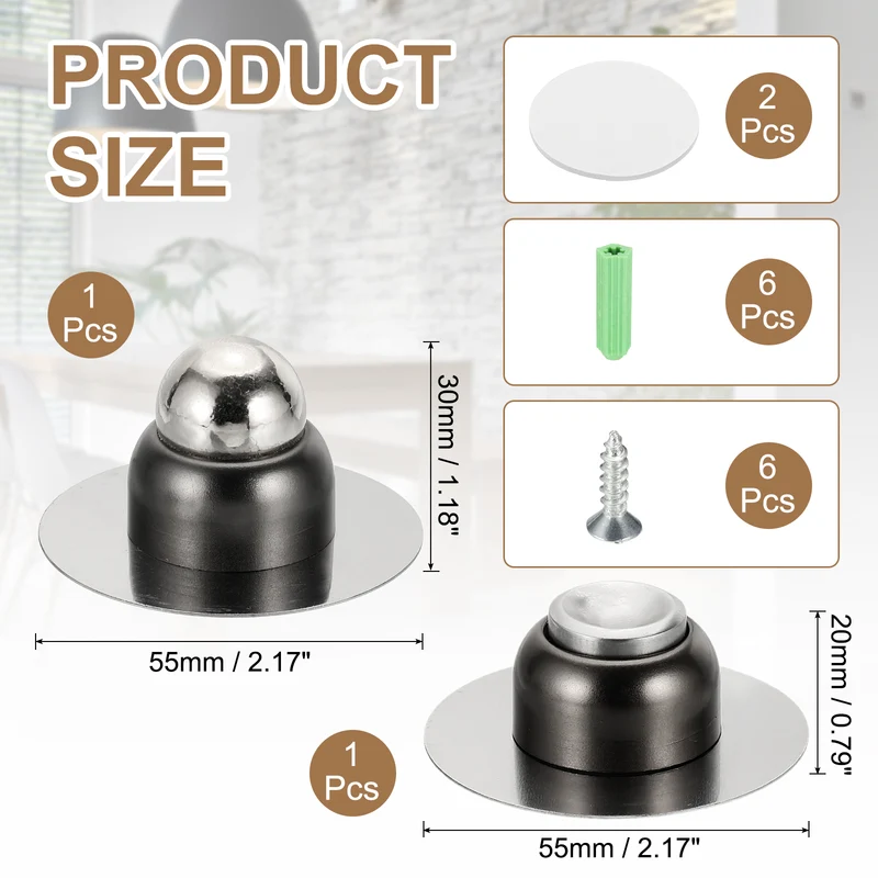 Magnetic Door Stoppers, Wall Floor Mounted Door Catch Holder, Gray