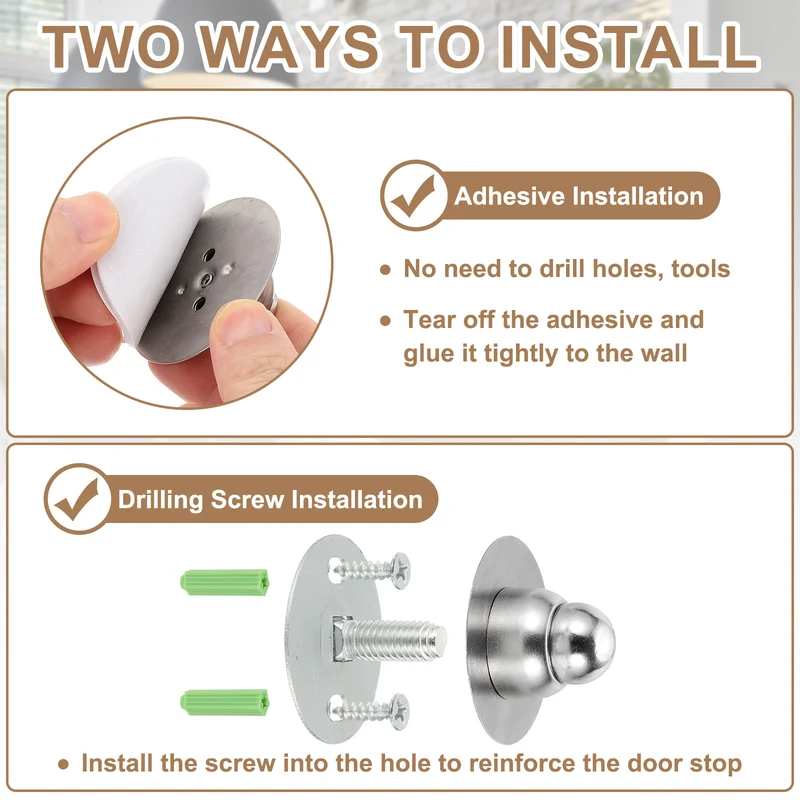 Magnetic Door Stoppers, Wall Floor Mounted Door Catch Holder, Gray