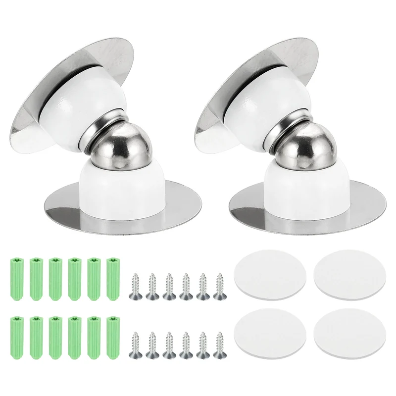 2PCS 1.9" Magnetic Door Stoppers, Wall Floor Mounted Door Catch Holder, White