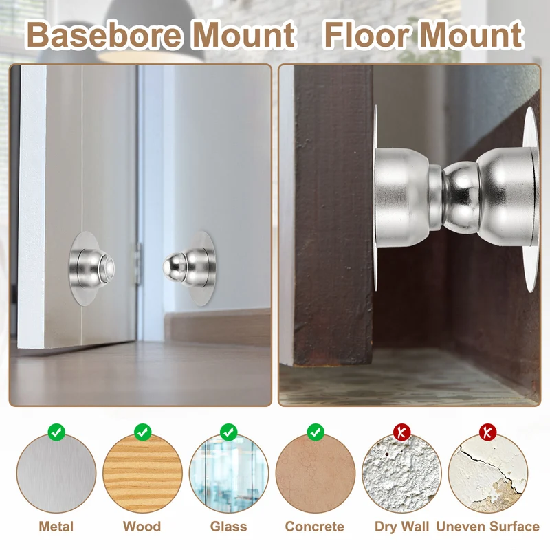 1.9" Magnetic Door Stoppers Wall Floor Mounted Door Catch Holder Black]