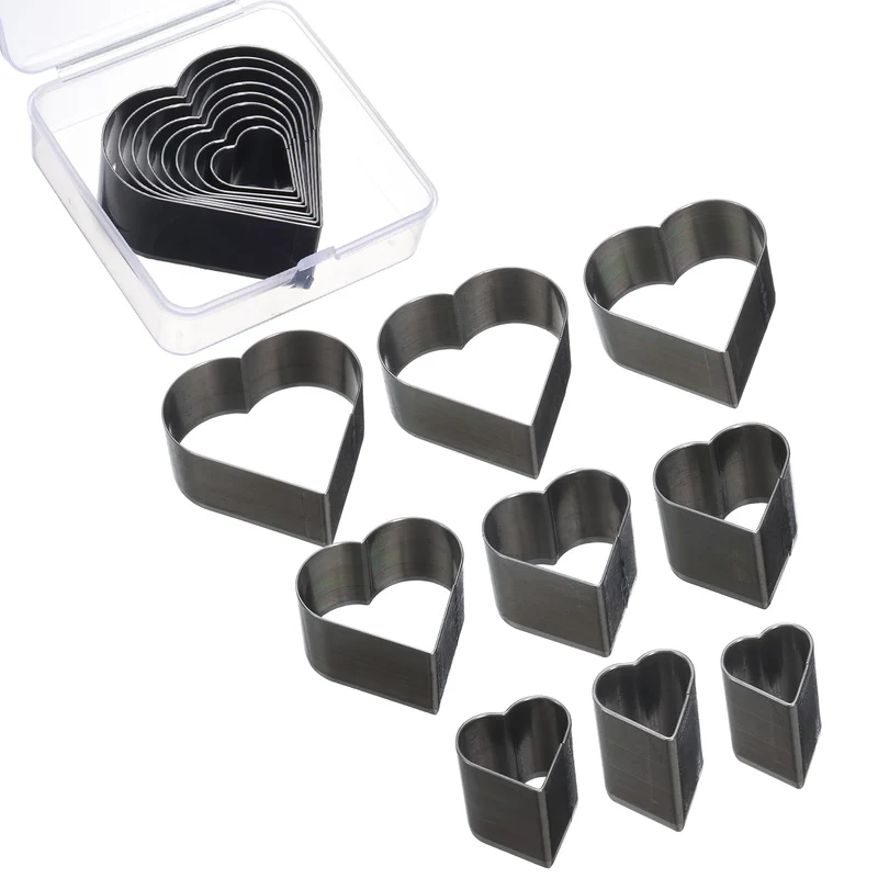 Leather Heart Shape Punch Cutter Set 9 Sizes Leather Hollow Cutter Kit 9pcs
