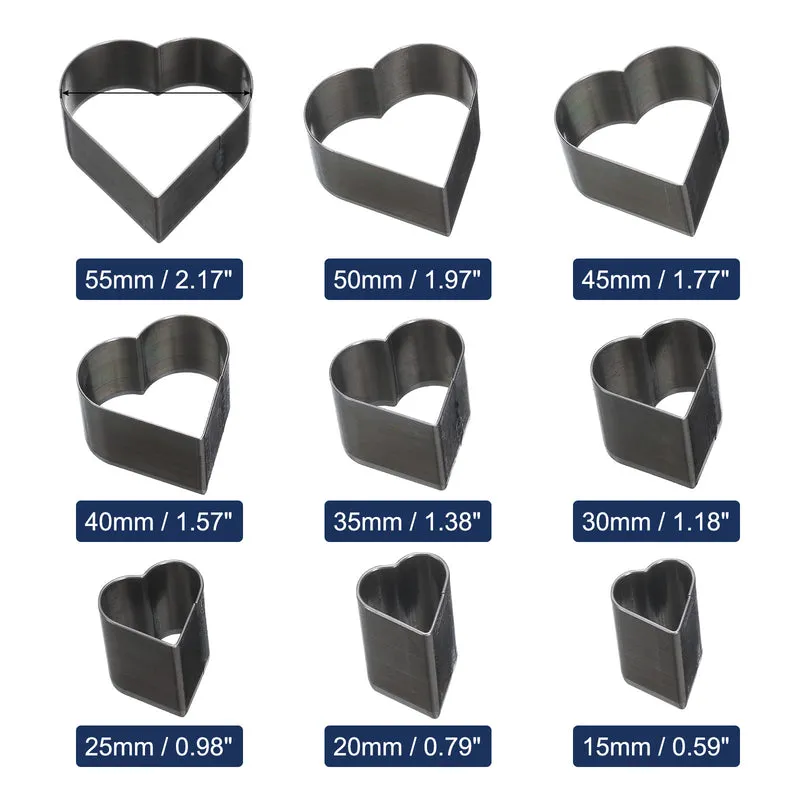 Leather Heart Shape Punch Cutter Set 9 Sizes Leather Hollow Cutter Kit 9pcs