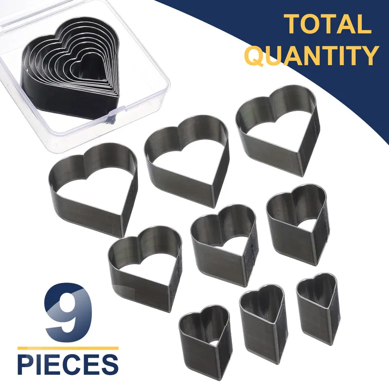 Leather Heart Shape Punch Cutter Set 9 Sizes Leather Hollow Cutter Kit 9pcs