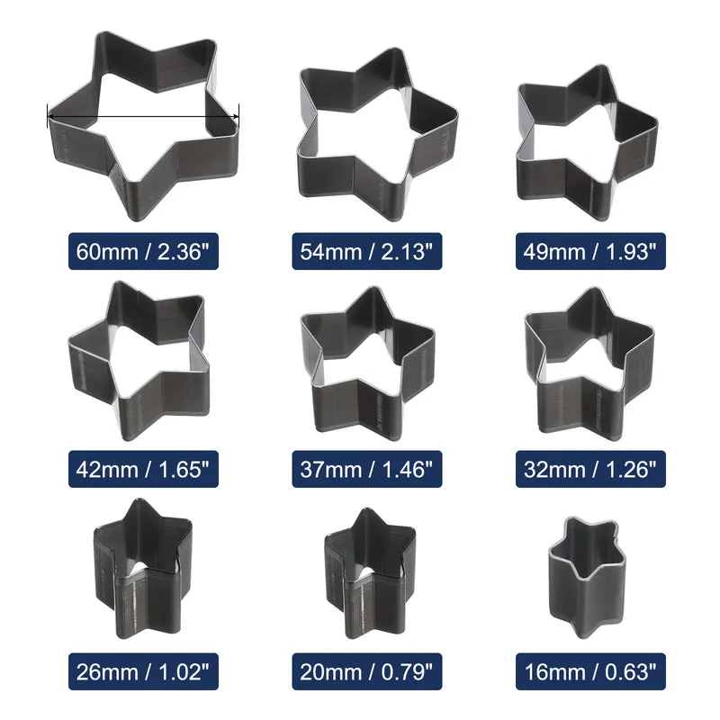 Leather Star Shape Punch Cutter Set 9 Sizes Leather Hollow Cutter Kit Durable Punch Die Kit Carbon Steel Leather Tool for Canvas Strap Belt Leathercraft Working 9pcs