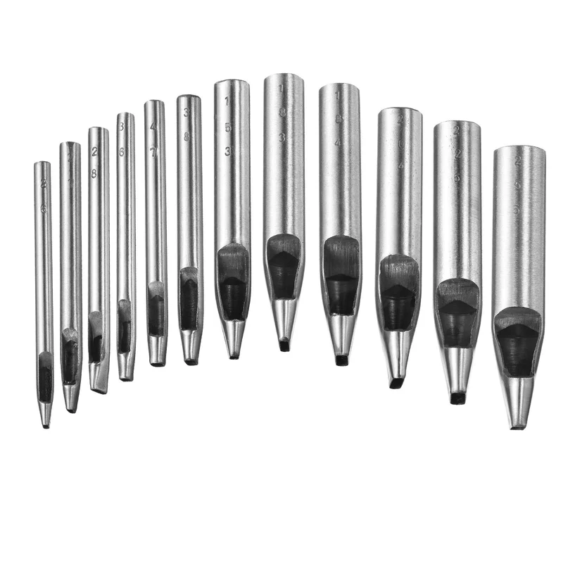 12pcs Oval Hole Punch Set 2mm-5mm Leather Hollow Cutter Kit Oblong Punch Die