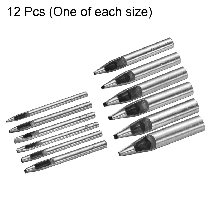 12pcs Oval Hole Punch Set 2mm-5mm Leather Hollow Cutter Kit Oblong Punch Die