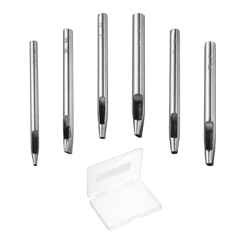 6pcs Oval Hole Punch Set 2mm 3mm 4mm Leather Hollow Cutter Kit Oblong Punch Die