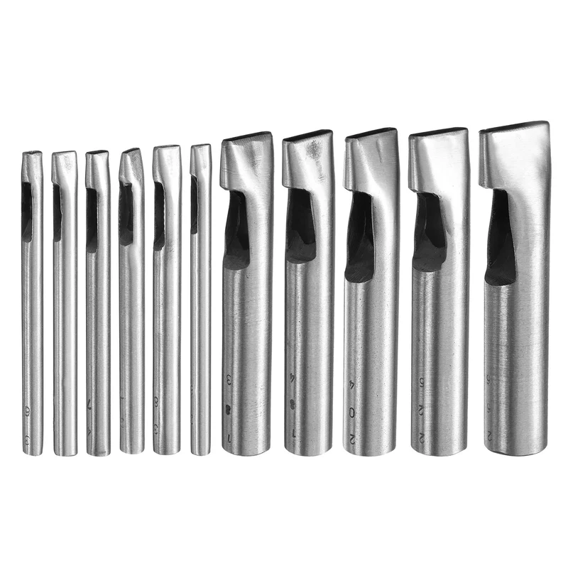 12pcs Oval Hole Punch Set Leather Hollow Cutter Oblong Punch Die for Strap Belt