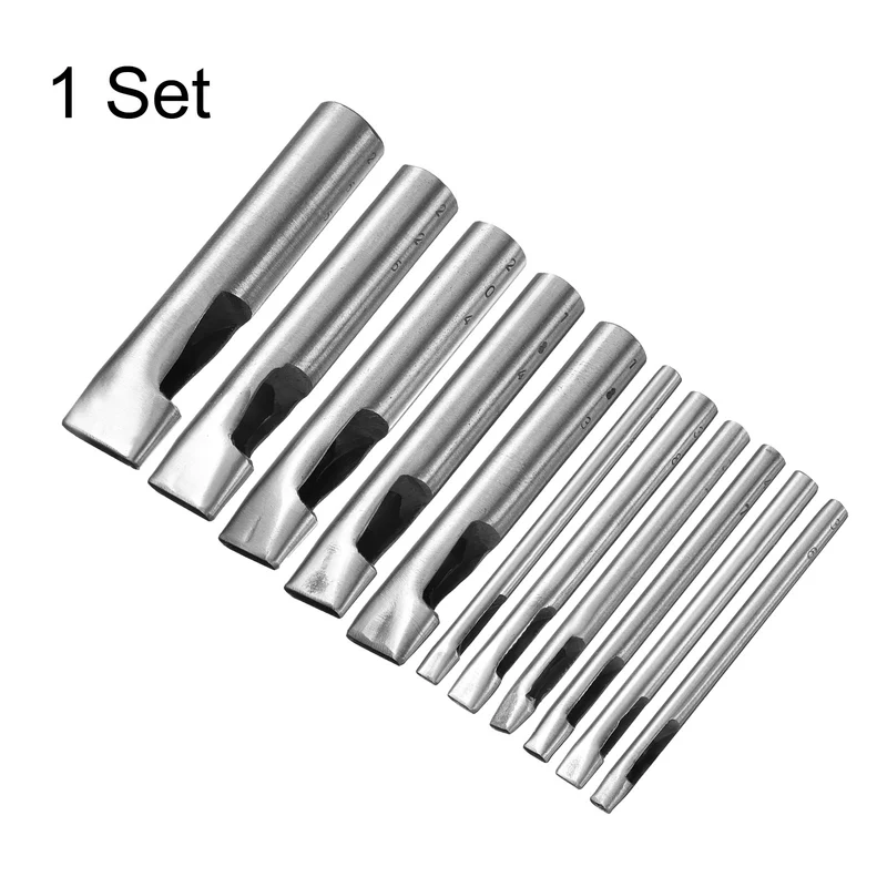 12pcs Oval Hole Punch Set Leather Hollow Cutter Oblong Punch Die for Strap Belt