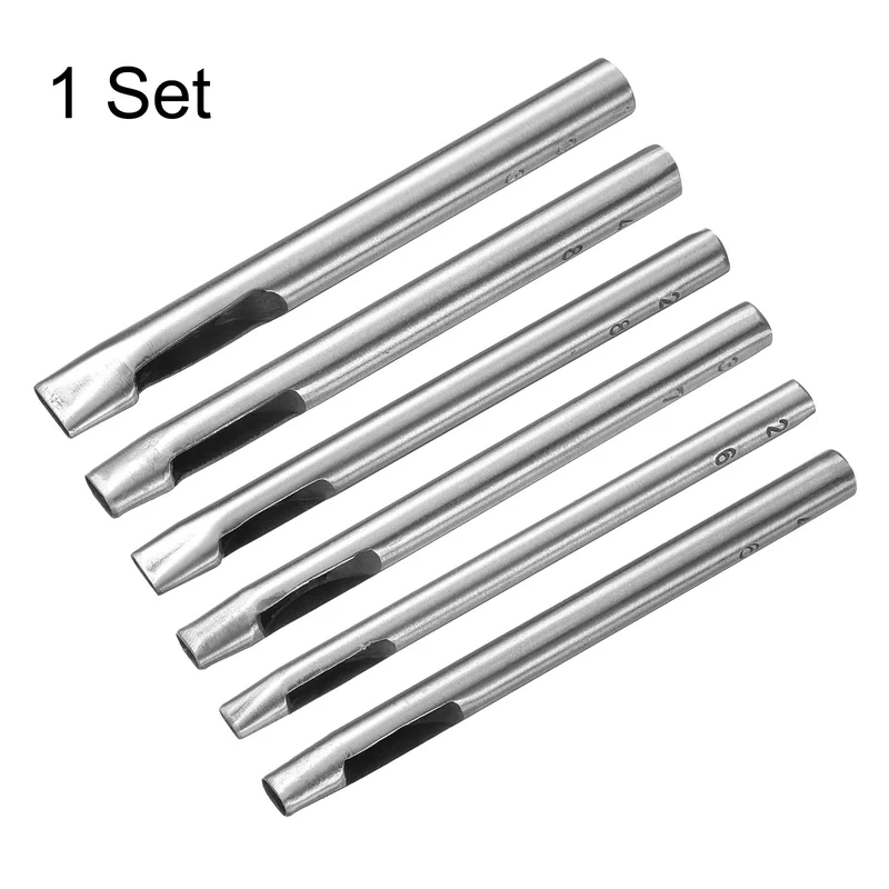 6pcs Oval Hole Punch Set Leather Hollow Cutter Oblong Punch Die for Strap Belt