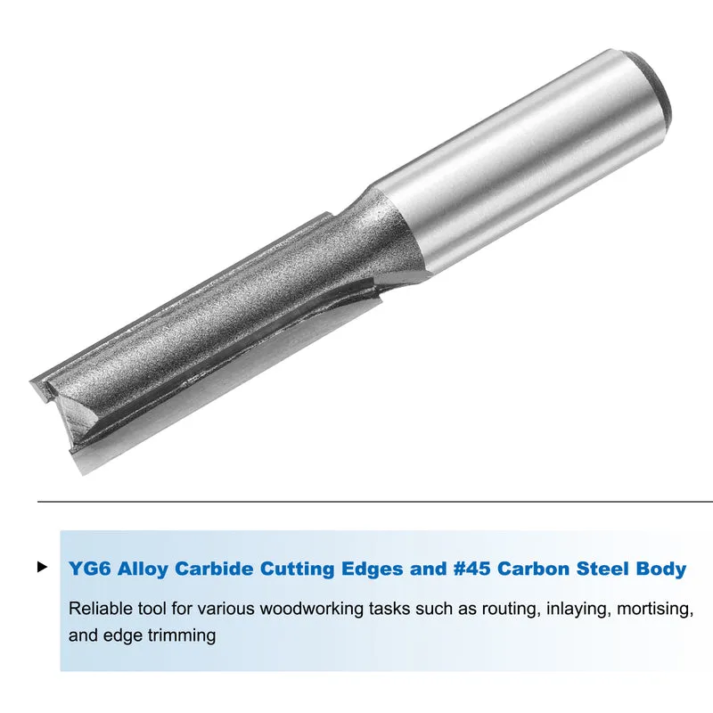 Straight Router Bit 1/2 Shank 15/32" Cutting Dia 2 Flutes 1.57" YG6 Carbide