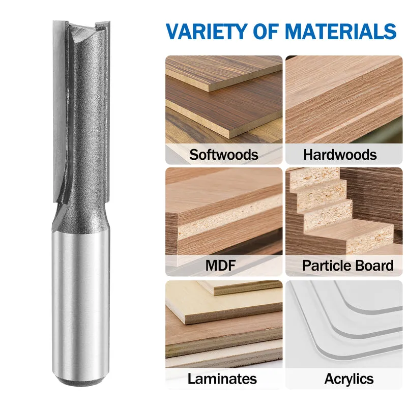 Straight Router Bit 1/2 Shank 15/32" Cutting Dia 2 Flutes 1.57" YG6 Carbide