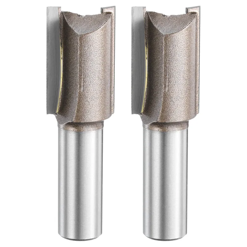 2pcs Straight Router Bit 1/2 Shank 3/4" Cutting Dia 2 Flutes 1.18" YG6 Carbide