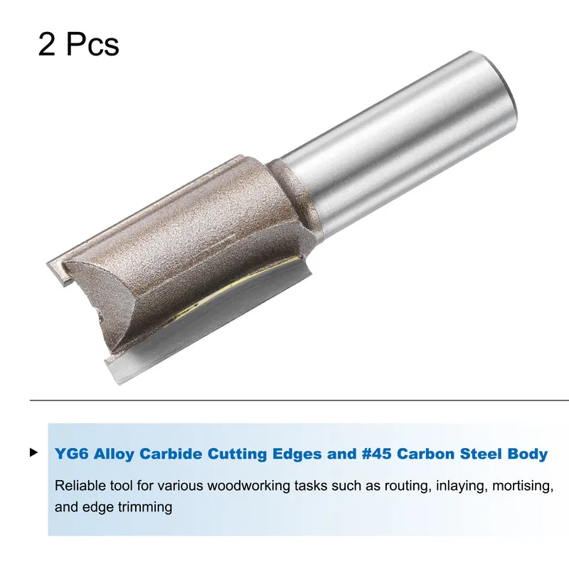 2pcs Straight Router Bit 1/2 Shank 3/4" Cutting Dia 2 Flutes 1.18" YG6 Carbide