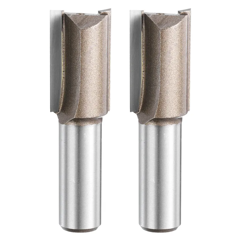 2pcs Straight Router Bit 1/2 Shank 45/64" Cutting Dia 2 Flutes 1.18" YG6 Carbide