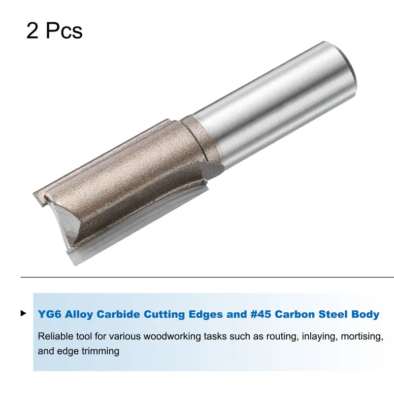 2pcs Straight Router Bit 1/2 Shank 5/8" Cutting Dia 2 Flutes 1.18" YG6 Carbide