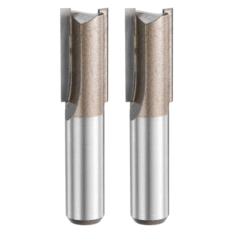 2pcs Straight Router Bit 1/2 Shank 19/32" Cutting Dia 2 Flutes 1.18" YG6 Carbide