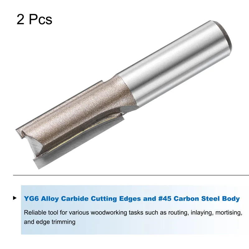 2pcs Straight Router Bit 1/2 Shank 35/64" Cutting Dia 2 Flutes 1.18" YG6 Carbide