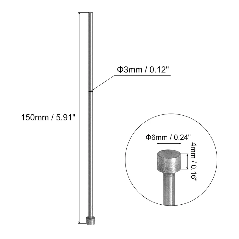 Straight Ejector Pins, 3mm Dia 65Mn Steel Round Tip Punch 150 Long 20Pcs