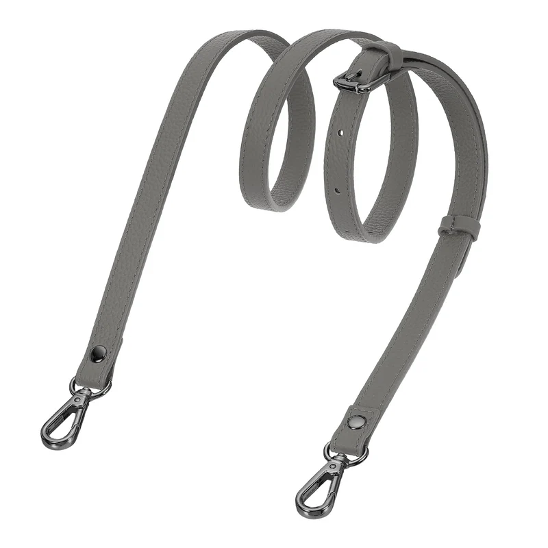 0.6" Genuine Leather Purse Strap for Bag (Dark Gray, Black Buckle)