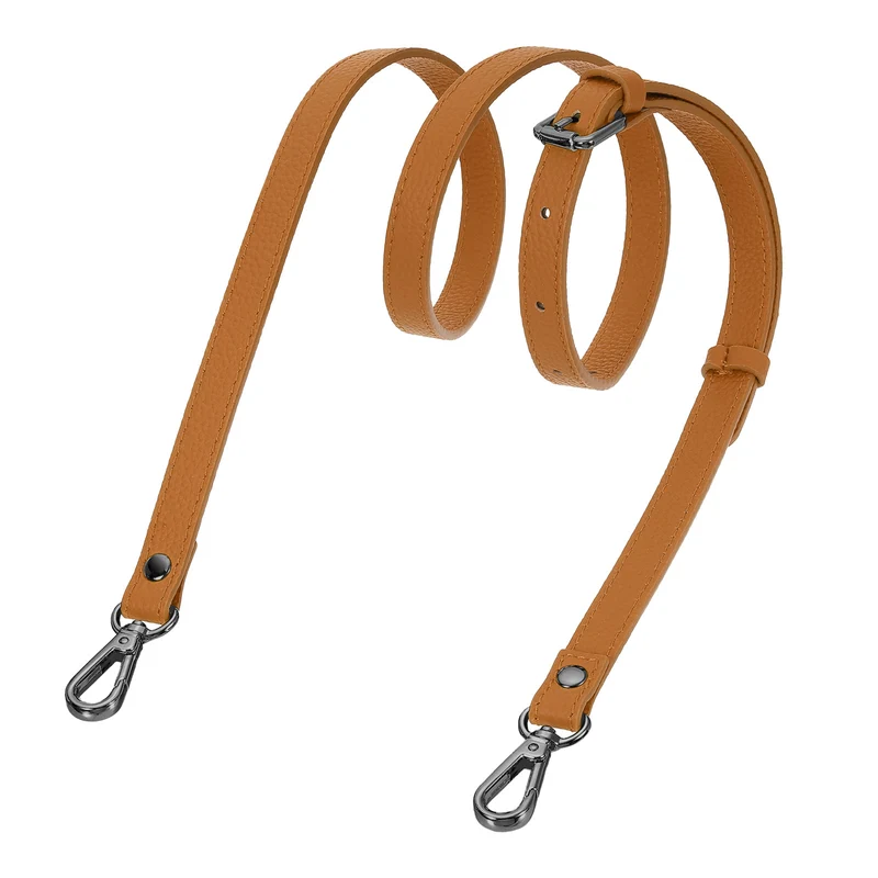 0.6" Genuine Leather Purse Strap for Bag (Light Brown, Black Buckle)