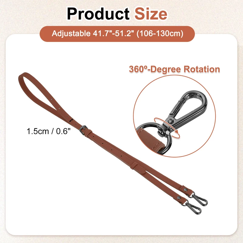 0.6" Genuine Leather Purse Strap for Bag (Caramel, Black Buckle)