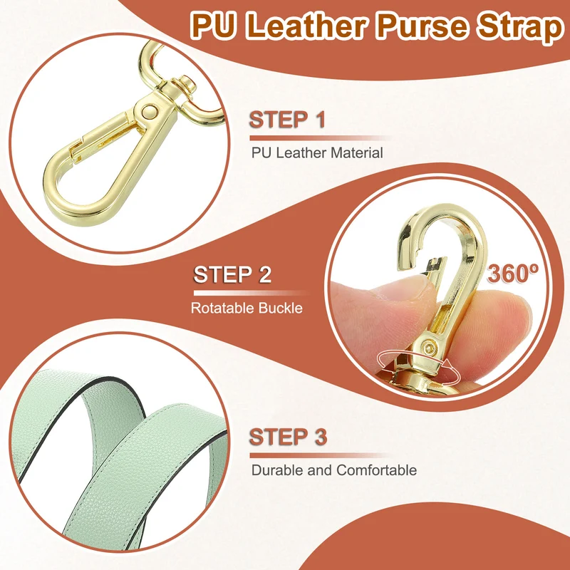 45.3" Adjustable PU Leather Purse Strap Crossbody Replacement Light Green/Gold