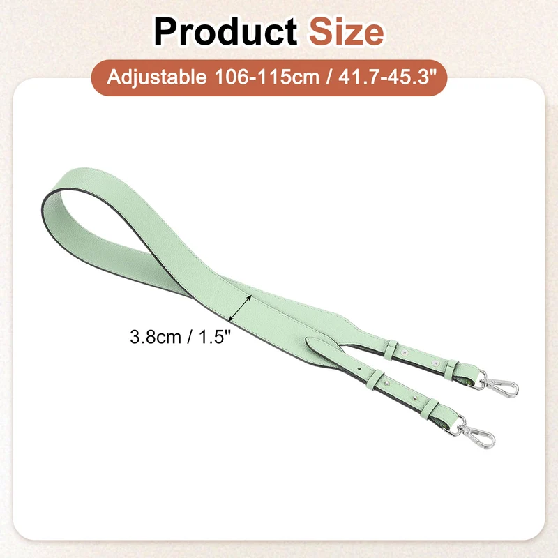 45.3" Adjustable PU Leather Purse Strap Crossbody Replacement Light Green/Silver