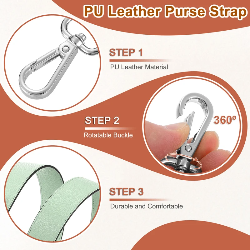 45.3" Adjustable PU Leather Purse Strap Crossbody Replacement Light Green/Silver