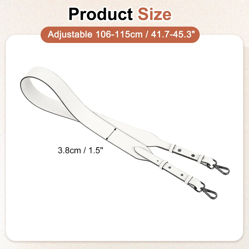 45.3" Adjustable PU Leather Purse Strap Crossbody Replacement White/Black