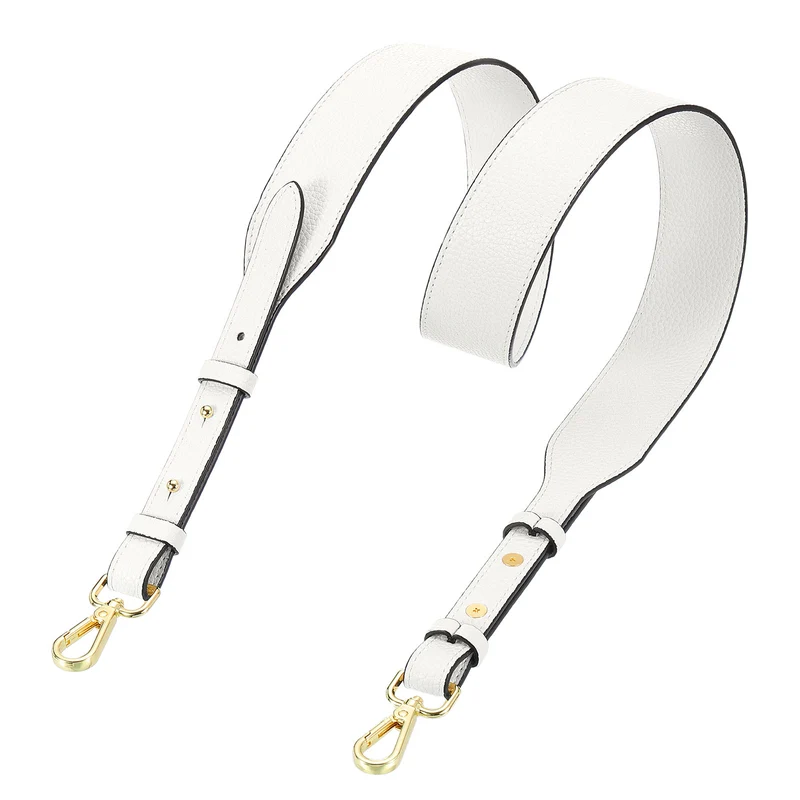 45.3" Adjustable PU Leather Purse Strap Crossbody Replacement White/Gold