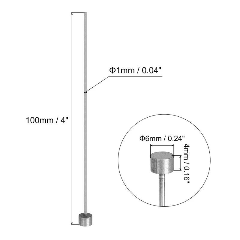 10Pcs Straight Ejector Pins, 1mm Dia. SKD61 Round Tip Punch 100mm Long