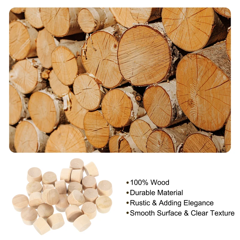 56Pcs Wood Button Plugs, 12mm/0.47" Hardwood Screw Hole Plug for Woodworking