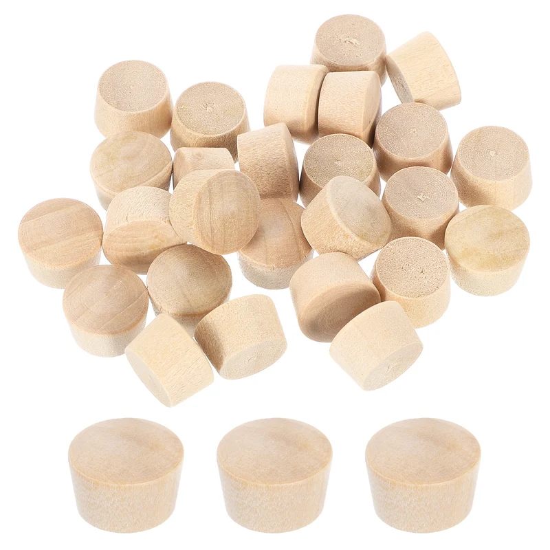 26Pcs Wood Button Plugs, 12mm/0.47" Hardwood Screw Hole Plug for Woodworking