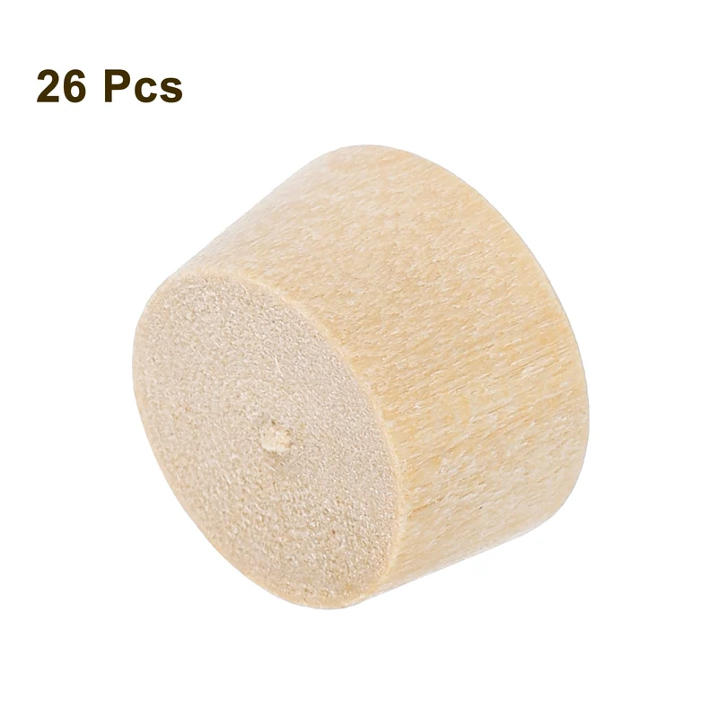 26Pcs Wood Button Plugs, 12mm/0.47" Hardwood Screw Hole Plug for Woodworking
