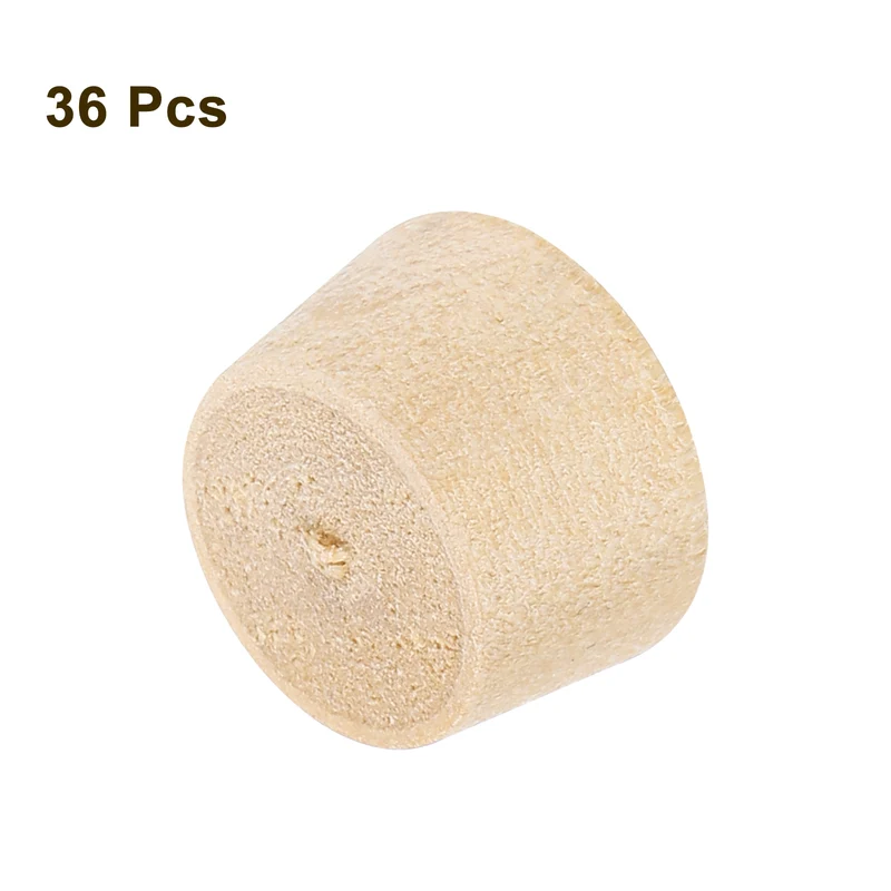 36Pcs Wood Button Plugs, 11.5mm/0.45" Hardwood Screw Hole Plug for Woodworking