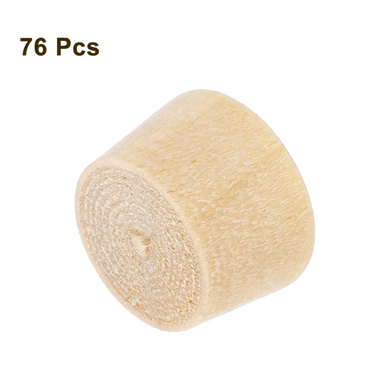 76Pcs Wood Button Plugs, 11mm/0.43" Hardwood Screw Hole Plug for Woodworking
