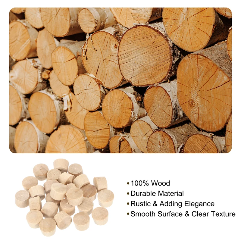 56Pcs Wood Button Plugs, 11mm/0.43" Hardwood Screw Hole Plug for Woodworking